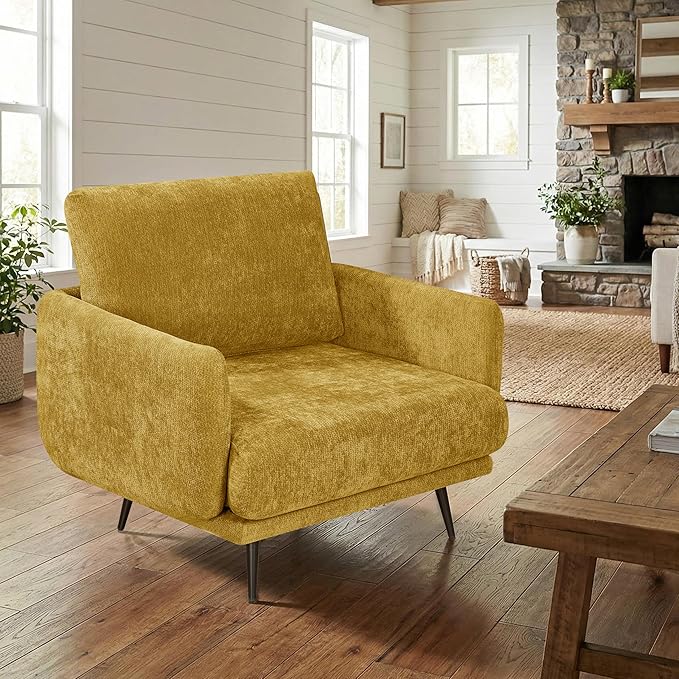 Oversized Accent Chair for Living Room Chairs Reading Arm Chair Comfy Modern Single Sofa Side Chairs with Metal Legs &amp Soft Cushion for Bedroom Waiting Room