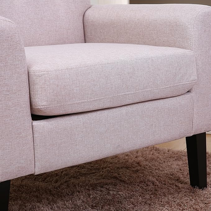 Generic Fabric Accent Chair for Living Room Bedroom Button Tufted Upholstered Comfy Reading Accent Chairs SofaBeige