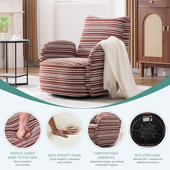 ERYE 360° Swivel Chair Modern Leisure Swivel Armchair for Living Room Bedroom