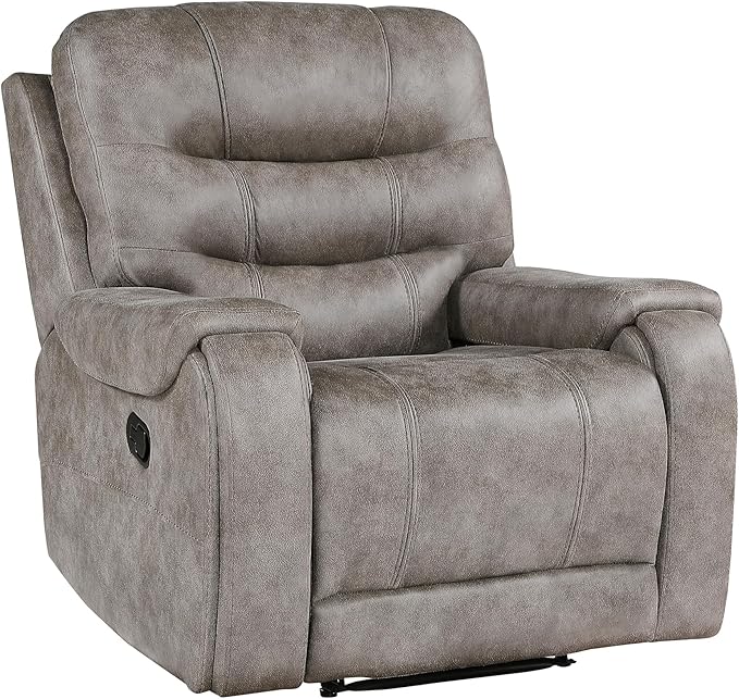 Lexicon Manual Recliner Chair Home Theater Seating Recliner Armchair Polished Microfiber Wall Hugger Manual Reclining Sofa Chair for Living Room/Office/Apartment Grayish Brown