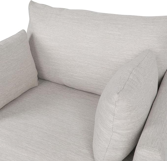 GDFStudio Club Chair Accent Armchair Accent Arm Reading Chair for Living Room Upholstered Armchair Lounge Chair with Comfy Cushion Wooden Leg for Bedroom Office Beige