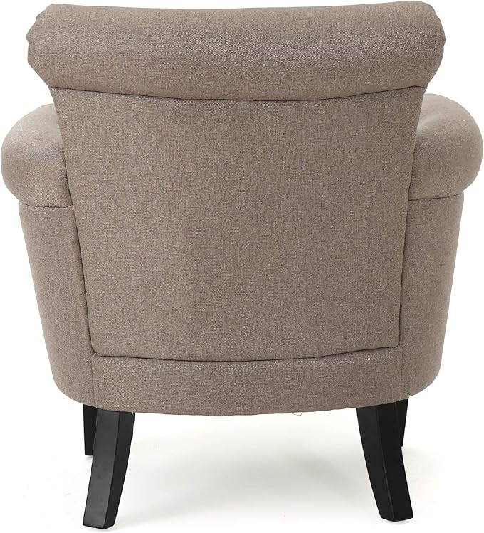 Christopher Knight Home Brice Vintage Scroll Arm Studded Fabric Club Chair Light Coffee / Dark Brown 31D x 29.5W x 31.5H in