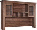 OKD Farmhouse Hutch for 60 Executive Desk Office Desk Storage Cabinet with Glass Doors and Shelves Top Hutch Organizer for Home Office - Reclaimed Barnwood