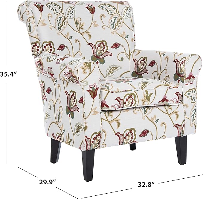 Safavieh Mercer Collection Margaret Ivory Floral Cotton Club Chair