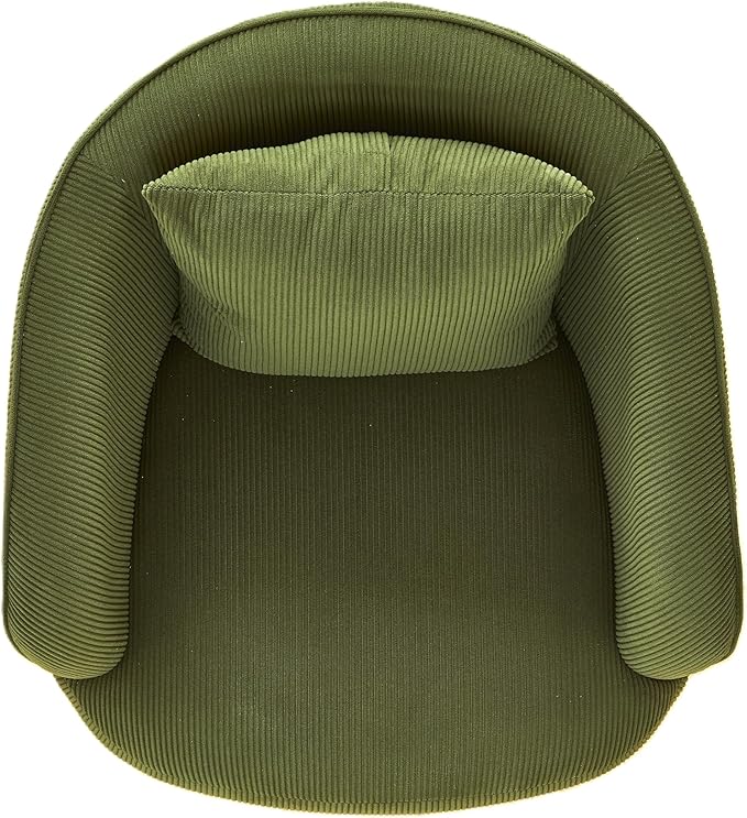 Modern Channel Corduroy Accent Chair with Black Metal Legs Luxurious Design and Comfortable Seating Ideal for Living Room Bedroom or Office Green