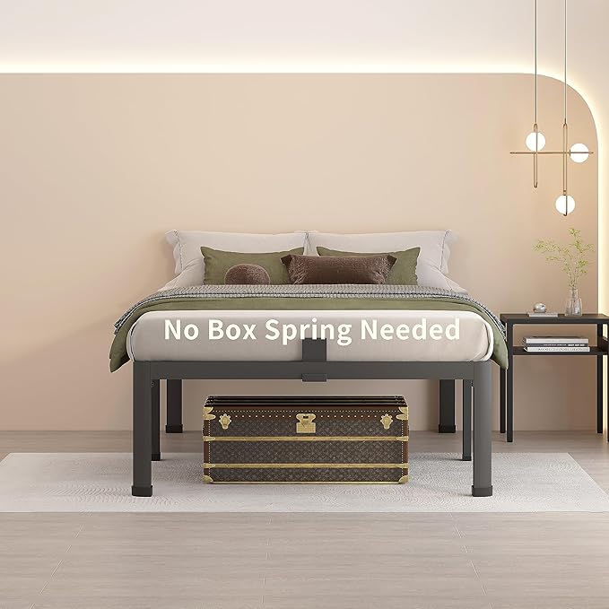 MAF 14 Inch Twin Metal Platform Bed Frame with Round Corner Legs 3000 LBS Heavy Duty Steel Slats Support Noise Free No Box Spring Needed Easy Assembly