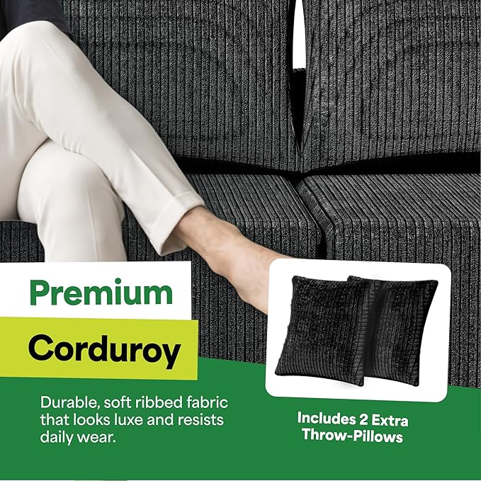 EconoHome Boneless Cloud Sectional Sofa - Plush Deep Seat L-Shaped Couch for Relaxing &amp Entertaining Durable Construction &amp Easy Assembly Perfect Addition to Any Living Room