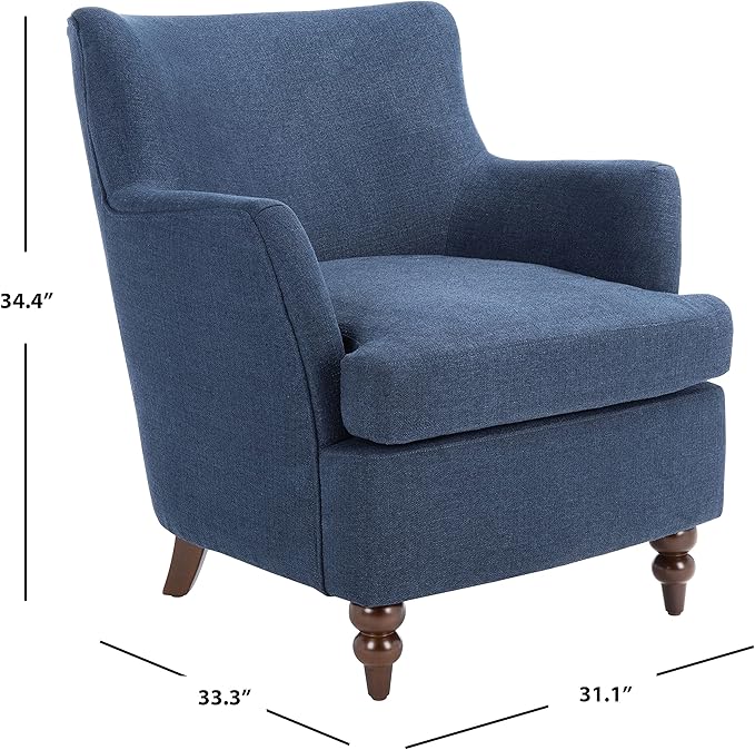 SAFAVIEH Home Collection Levin Navy/Walnut Accent Club Chair