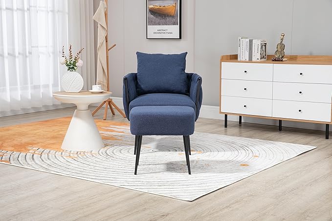 Velvet Accent Chair Modern Upholstered Armchair Tufted Chair with Metal Frame Single Leisure Chairs for Living Room Bedroom