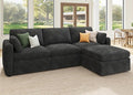 HONBAY Modular Sectional Couch with Storage Seats L Shaped Sectional Sofa with Storage Chenille Sectional Couches for Living Room Grey