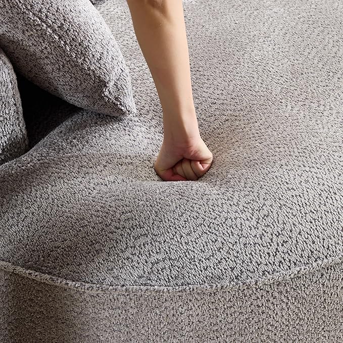 ERYE Oversized Curved Tight Backrest Sofa Floor Boneless Modular Foam Sofa Couch with Left Facing Chaise Lounge and 7 Pillows Chenille Upholstered No Assembly Required