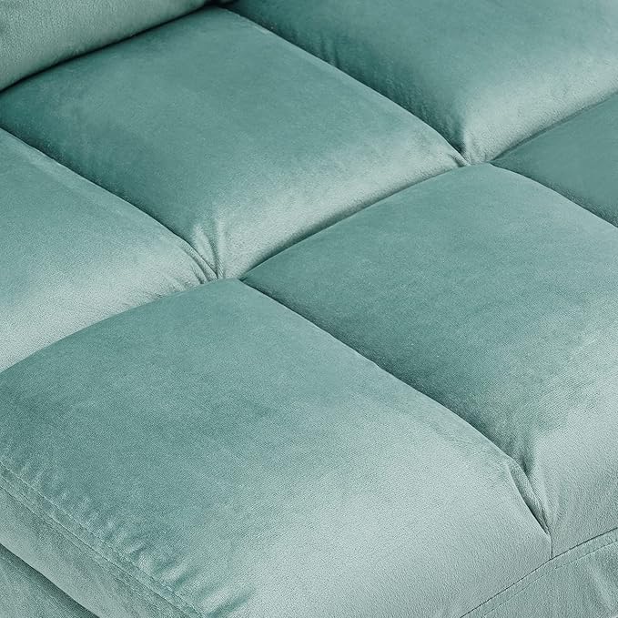 MCombo Velvet Accent Chair with Ottoman Set Modern Armless Chair for Living Room Bedroom Small Space 0014 (Velvet Light Green)