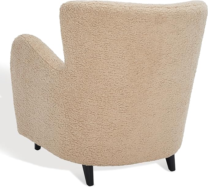SAFAVIEH Couture Collection Rayanne Modern Light Brown Faux Lamb Wool Wingback Chair (Fully Assembled)