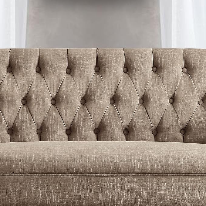 Rosevera Celino Loveseat Sofa for Living Room - Couch in a Box Linen Brown