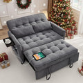 Sleeper Sofa Bed 55‘’ Convertible Pull Out Couch with Small Table| USB Port | Side Pockets | Corduroy Fabric | Adjustable Backrest for Apartment Office Bedroom Guest Room