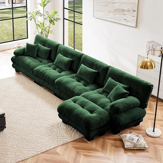 Aoowow Modern Modular Sectional Sofa173.2 Oversized 4 Seater L-Shaped CouchChenille Cloud Couches for Living RoomTufted 4 Seat Lounger Cloud Sofa with Deep Seat