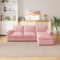 KEIKI 102 3Seat Modular Sectional Velvet Sofa Couch with Chaise Memory Foam for Feminine Retreat Bedroom Studio Style Conscious Glam Seekers Luxurious Elegant Sophisticated Quality Design Pink