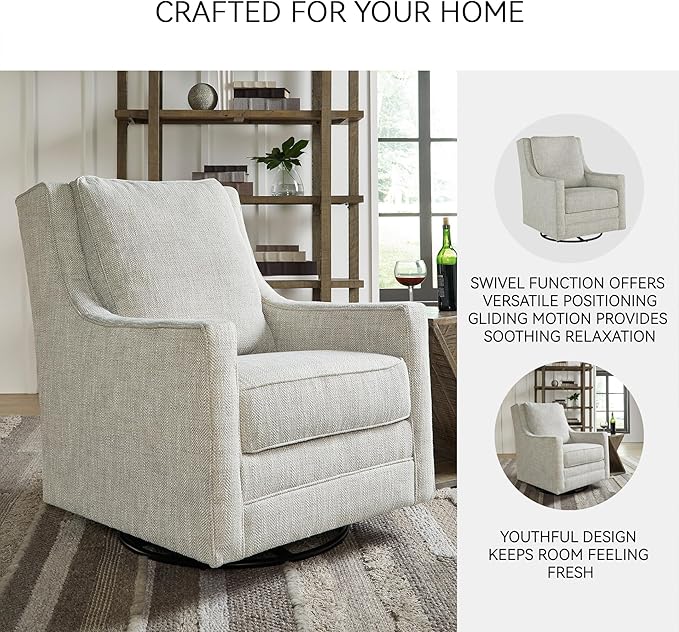 Signature Design by Ashley Kambria Casual Upholstered Swivel Glider Accent Chair Gray