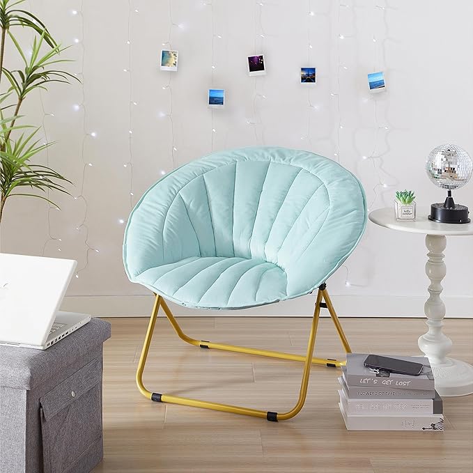 Urban Lifestyle Velvet Channel Stitch Saucer Chair Blue