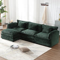 Modular Sectional Sofa Cloud Couch 112 L-Shape Sofa Chenille Comfy Upholstered with Removeable Ottoman and 3 Pillows for Living Room Emerald