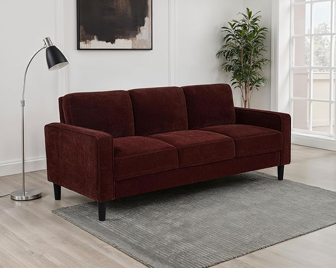Coaster Home Furnishings - Ruth - Fabric - Upholstered Sofa with Slim Track Arms Attached Cushions Angled Legs - Transitional Style - Living Room - 77-Inch - Rust - 511211