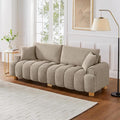 VANOMi Boucle Sofa Couch 91 Comfy Tufted Upholstered Cloud Couches Modern 3 Seater Sofa with Pillows Oversized Deep Seat Sherpa Couch for Living Room Bedroom Apartment (Camel Color)