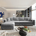 102 Oversized Modular Sectional Sofa with Movable Ottoman 2-in-1 Convertible Deep Seat Sleeper Daybed 4-Seater Plush Corduroy Cloud Couchwith 6 Pillows for Living Room &amp Apartment