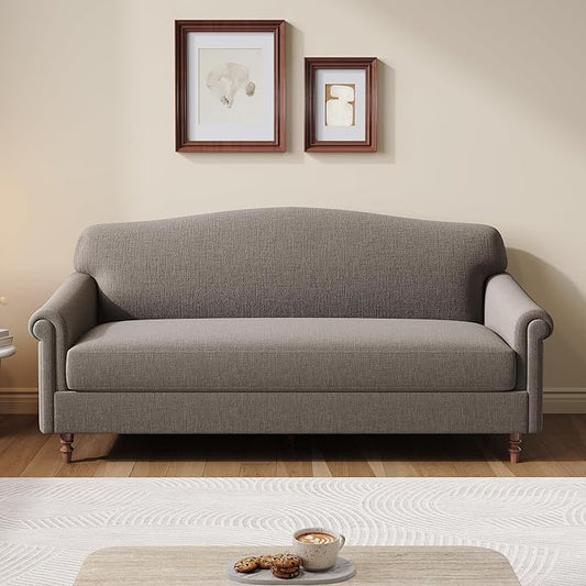 Christopher Knight Home Sola 77.5'' Modern Chenille Upholstered Loveseat Sofa with Rolled Armrest and Rubberwood Frame 2-Seater Home Sofa Living Room Comfy Couch for Hotel/Apartment Brown