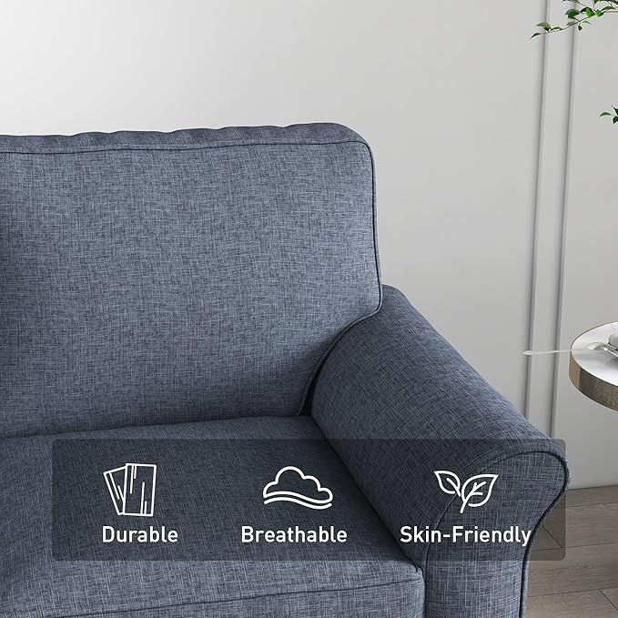 Bonzy Home 57 Loveseat Sofa 2 Seater Comfy Love Seat Sofa for Living Room Apartment Office Blue