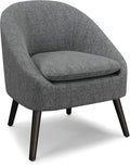 SIMPLIHOME Redding Accent Chair - 27 inch Wide Upholstered Mid-Century Modern Arm Chair in Storm Grey for Living Room or Bedroom with Solid Wood Frame Removable Cushion and Angled Legs
