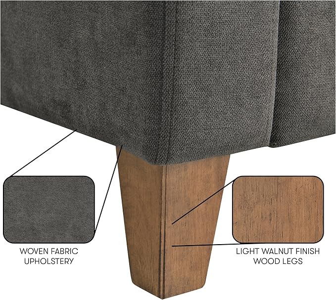 Serta® Armstrong 52 Soft Modern Sofa Sloped Track Arms Solid Wood Legs Easy Assembly Dream Coil® Comfort Soft Woven Polyester Fabric Gray