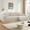 108.7'' Sectional CouchL Shaped CouchPlush Corduroy FabricUpholstered Couches for Living Room BedroomNo Assembly Required (Beige Right Facing Chaise)