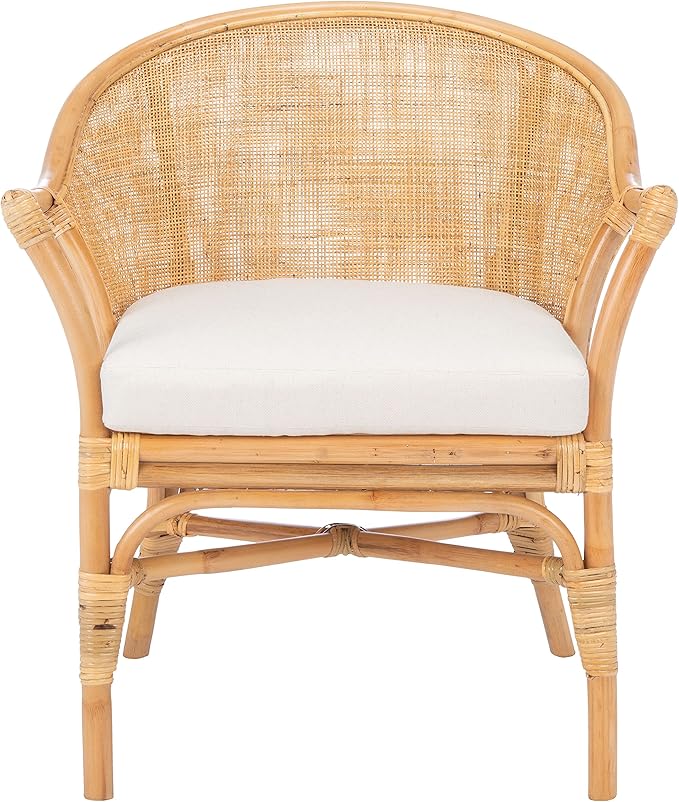 Safavieh Home Collection Dustin Rattan Cushion Accent Chair Natural/White