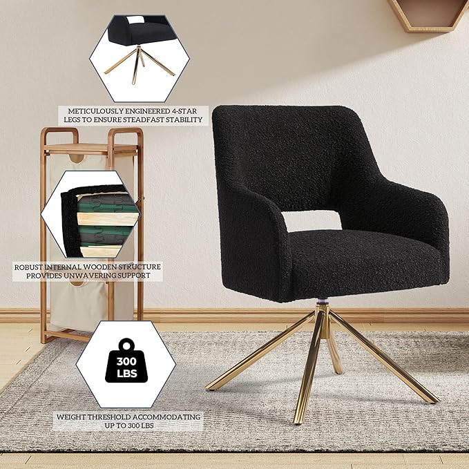 WestinTrends Genevieve Mid-Century Modern Wide Boucle Swivel Accent Arm Chair Dusty Peach