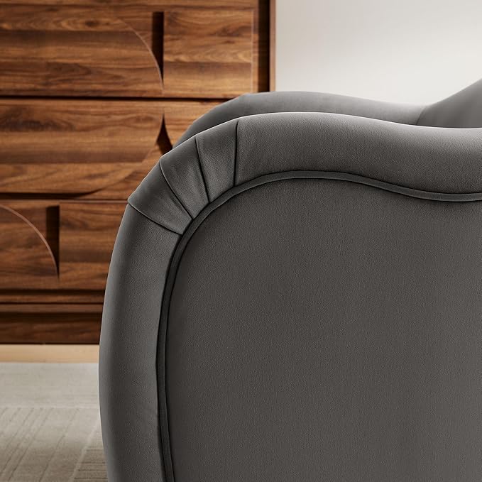 Modway Compose Barrel Chair with Performance Velvet Fabric in Storm Gray – Upholstered Accent Armchair with Curved Backrest – Cozy Lounge Chair for Reading – Round Comfy Single Sofa Club Chair