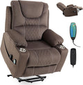 Large Power Lift Recliner Chair Sofa with Massage and Heat for Big and Tall ElderlyInfinite PositionsSingle MotorCup Holdersand USB PortsVelvet Home Theater Seat