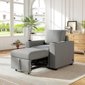 35.4 Convertible Pull-Out Sofa Bed Modern Couch Single Sofa Chair with Dual Cup Holders Luxurious Chenille Fabric Sofa Bed for Living Room (Gray42)