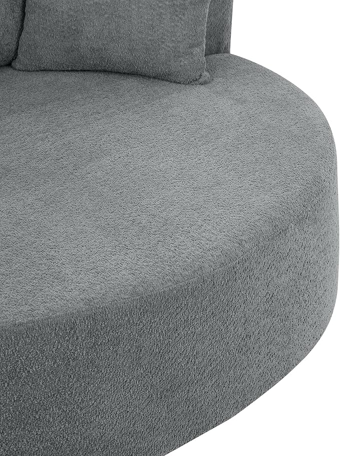 Merax 56 W Accent Chair 360°Swivel Chair with Seat Depth and 3 Removable Pillows Round Barrel Chenille Upholstered Lounge Armchair Sofa Couch for Living Room Bedroom Office or Hotel Grey