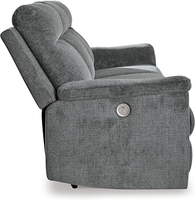 Signature Design by Ashley Barnsana Minimalist Power Reclining Sofa with USB Charging Ports Gray