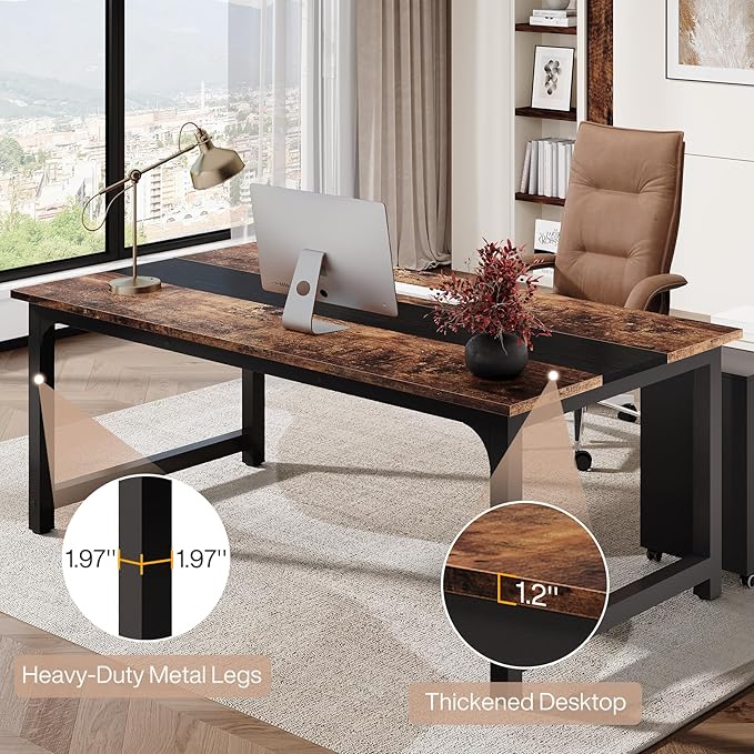 Tribesigns 63 Computer Desk with 40 Lateral File Cabinet L Shaped Executive Desk with Mobile Drawer Cabinet Office Furniture Set for Home Study Workstation Rustic Brown &amp Black