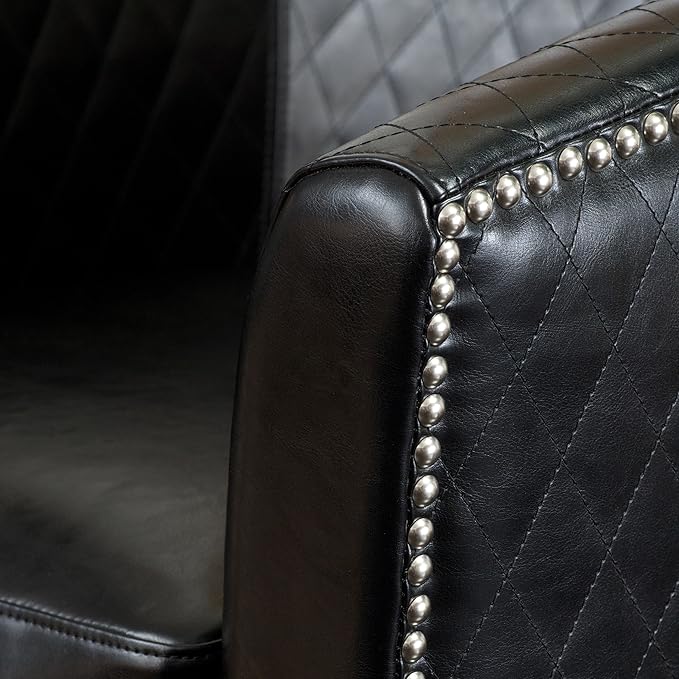 Christopher Knight Home Mia Bonded Leather Quilted Club Chair Black