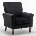 Classic Accent Armchair with Birch Wood Frame and Comfortable Rolled Armrests Arm Chairs for Living Room Bedroom and Office Decor Black