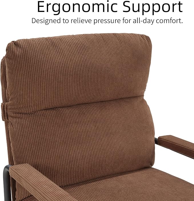 Modern Recliner Chair with Adjustable 3-Level Backrest &amp Removable Corduroy Cushions - 396 lbs Capacity Metal Frame Lounge Chair for Living Room Bedroom Office - Ergonomic Reading &amp Gaming S