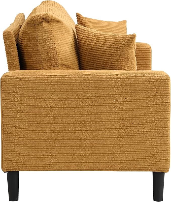 Corduroy Loveseat Sofa 2-Seater with Metal Legs Modern 57'' Compact Couch for Small SpacesMini Couches for Living Room/Apartment/Dorm/OfficeSettee (Corduroy Orange)
