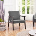 Topeakmart Leisure Accent Chair with Solid Wood Armrest and Feet Upholstered Side Accent Sofa Chair for Living Room/Bedroom/Waiting Room Dark Gray