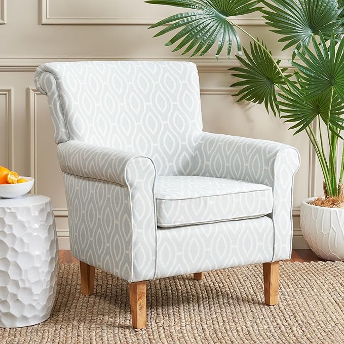 SAFAVIEH Home Collection Hazina Light Blue Geometric Ogee Club Chair