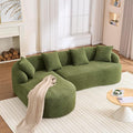 Curved Sectional Sofa Couch Oversized L Shape Deep Seat Cloud Couch Modern Chenille 4-Seater Sofa with Chaise No Assembly Required Couches for Living Room Apartment Office Green