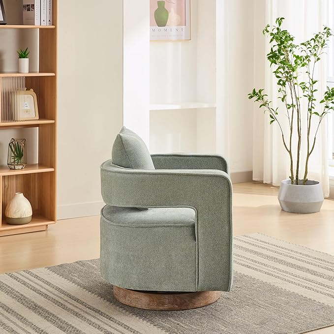 KEIKI Swivel Accent Chair Comfy Sofa Chair with Open Back Club Chair Leisure Arm Chair for Lounge for Nursery Bedroom Living Room Hotel Office Pale Green