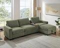 VANOMi 118 Convertible Sectional Sofa with Storage Ottoman Comfy 3 Seater Chenille Fabric Couch with Charging Ports &amp Cup Holders Modern L Shaped Couches for Living Room Apartment (Green)