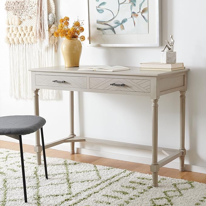 SAFAVIEH Home Collection Mckinlee Taupe 2-Drawer Computer Table Office Desk